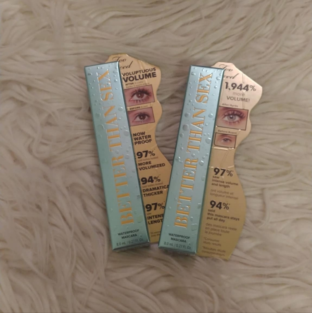 💖FIRM! NWT TOO FACED BETTER THAN SEX MASCARA WATERPROOF BLACK X 2